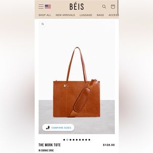 Beis work tote in cognac. Like new.